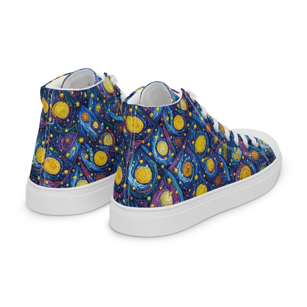 Cosmic Whirlpool on Women's High Top Canvas Shoes — Right Back