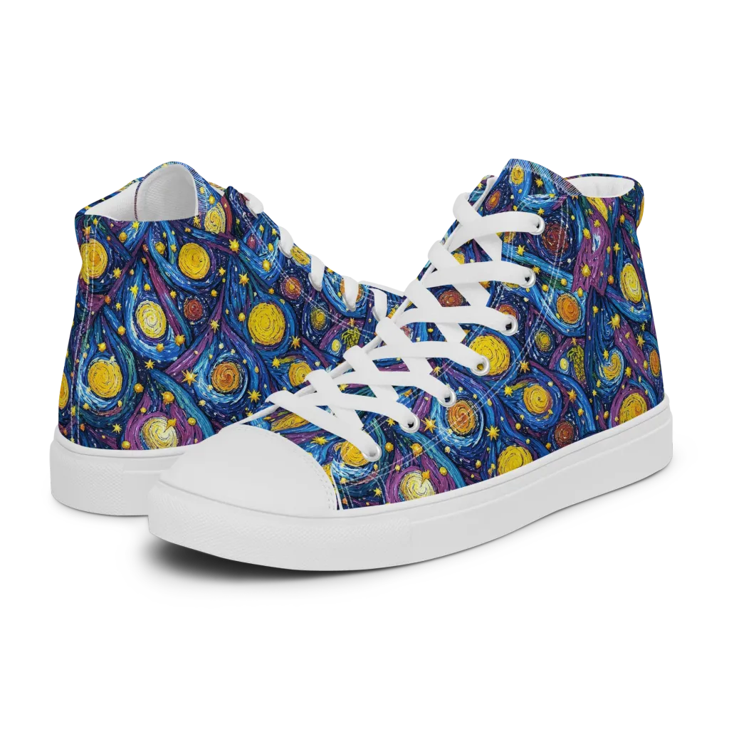 Cosmic Whirlpool on Women's High Top Canvas Shoes — Left