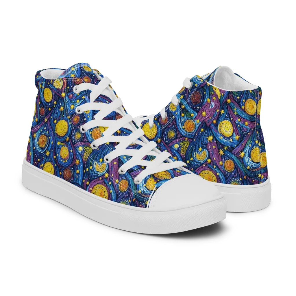 Cosmic Whirlpool on Women's High Top Canvas Shoes — Right