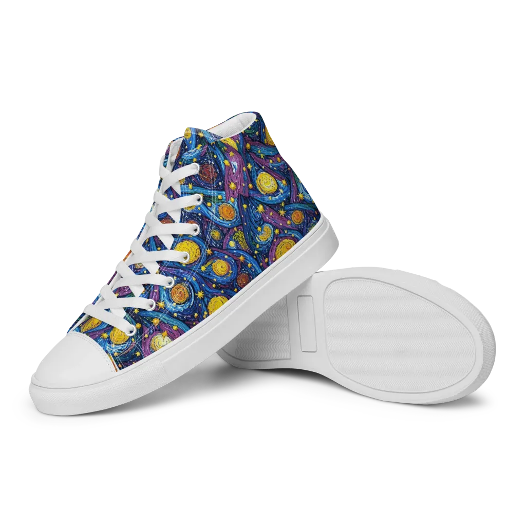 Cosmic Whirlpool on Women's High Top Canvas Shoes — Left