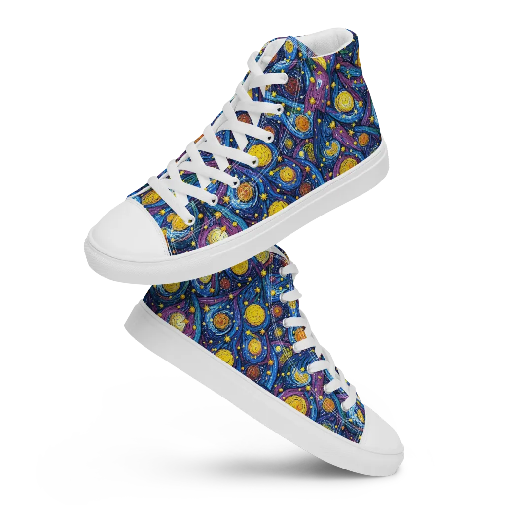 Cosmic Whirlpool on Women's High Top Canvas Shoes — Front