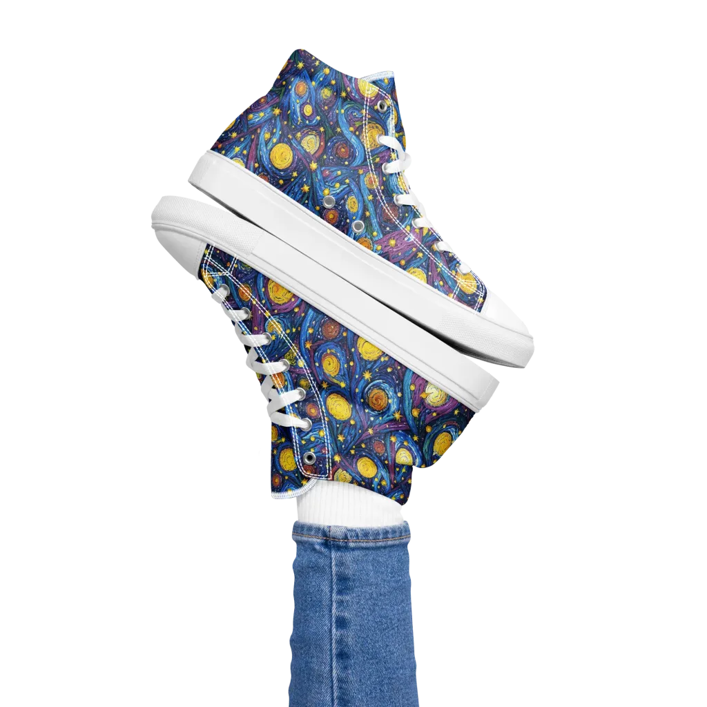 Cosmic Whirlpool on Women's High Top Canvas Shoes — Left