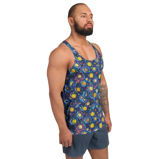Cosmic Whirlpool on a Men's Tank Top
