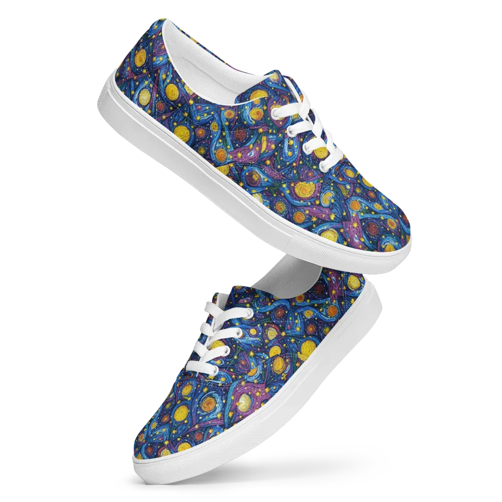 Cosmic Whirlpool on Men's Lace-Up Canvas Shoes — Front