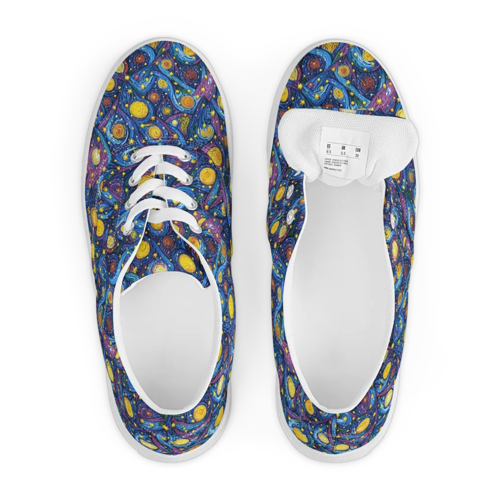 Cosmic Whirlpool on Men's Lace-Up Canvas Shoes — Front