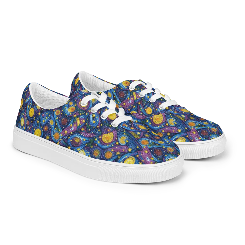 Cosmic Whirlpool on Men's Lace-Up Canvas Shoes — Right Front