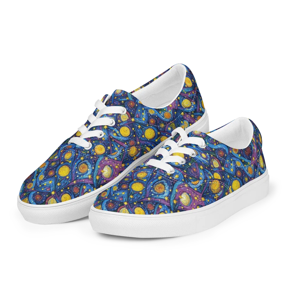 Cosmic Whirlpool on Men's Lace-Up Canvas Shoes — Left Front