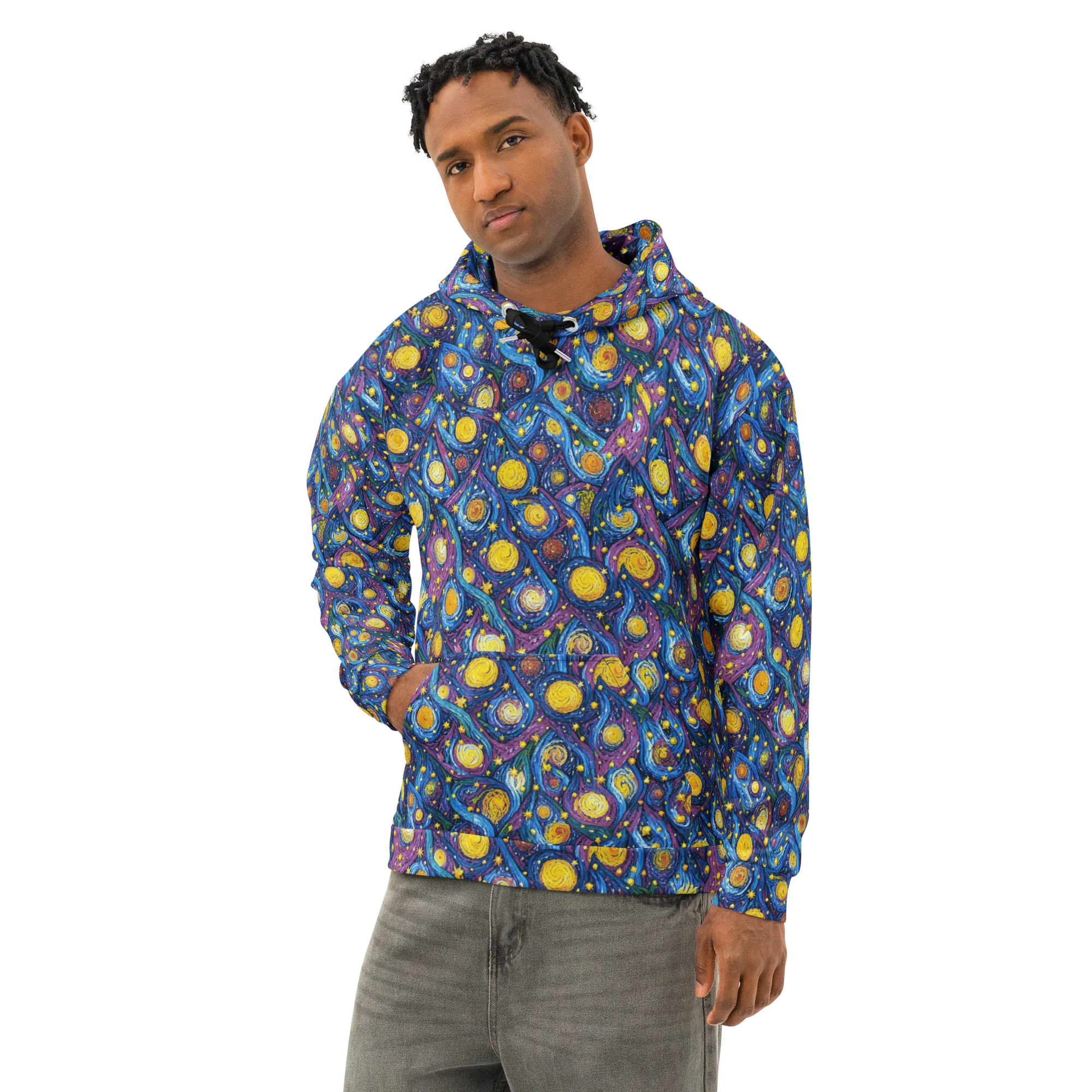 Cosmic Whirlpool on Cotton Hoodie — Left Front