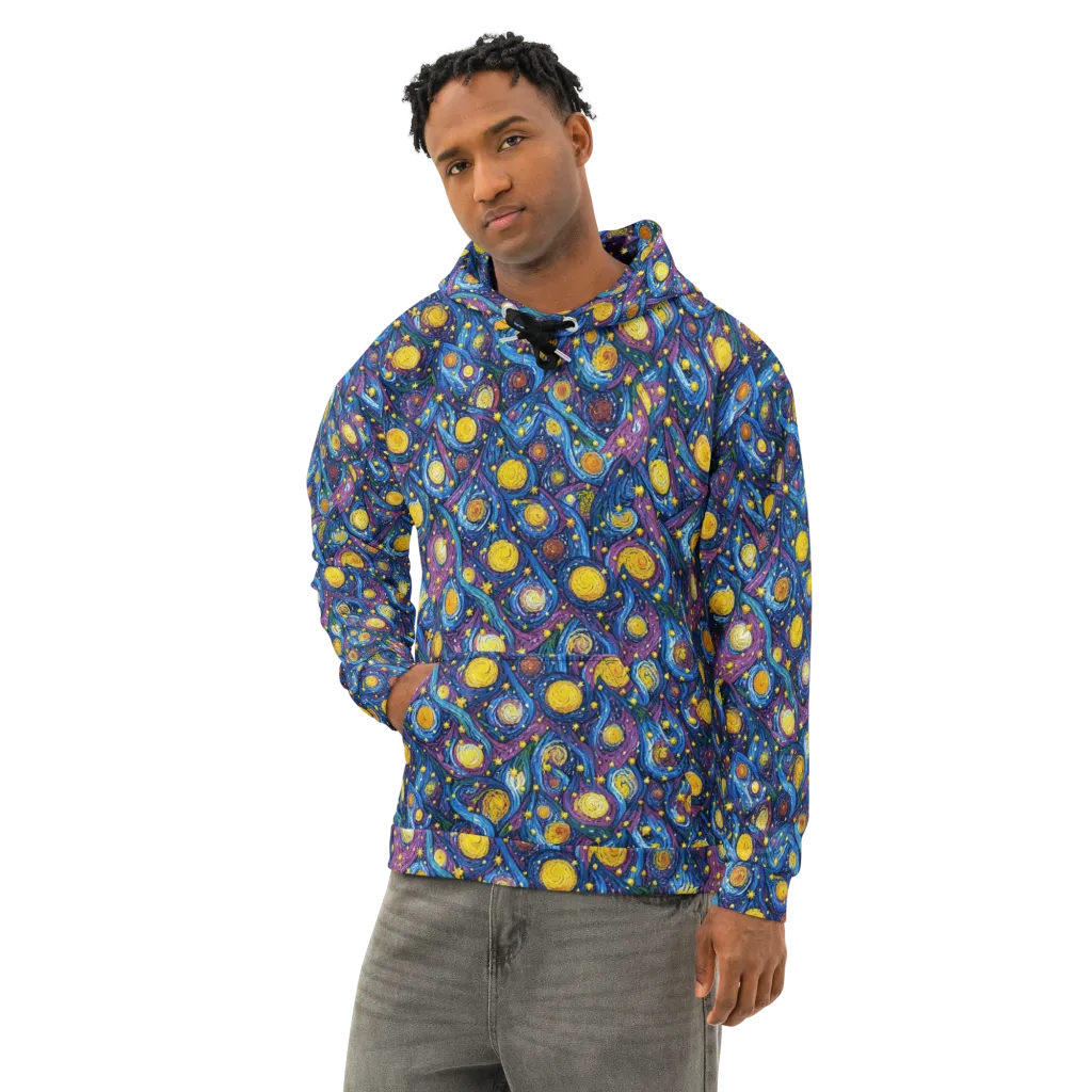 Cosmic Whirlpool on Cotton Hoodie — Left Front