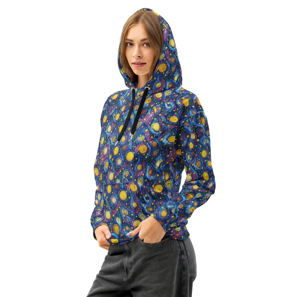 Cosmic Whirlpool on Cotton Hoodie — Left Front