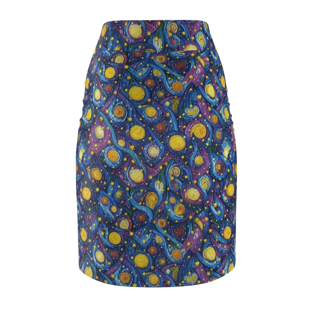 Cosmic Whirlpool on Pencil Skirt — Back