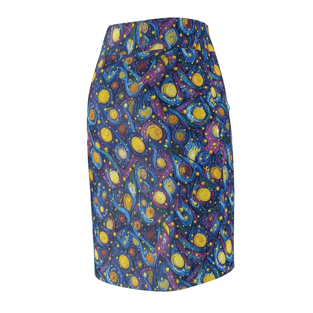 Cosmic Whirlpool on Pencil Skirt — Back Side