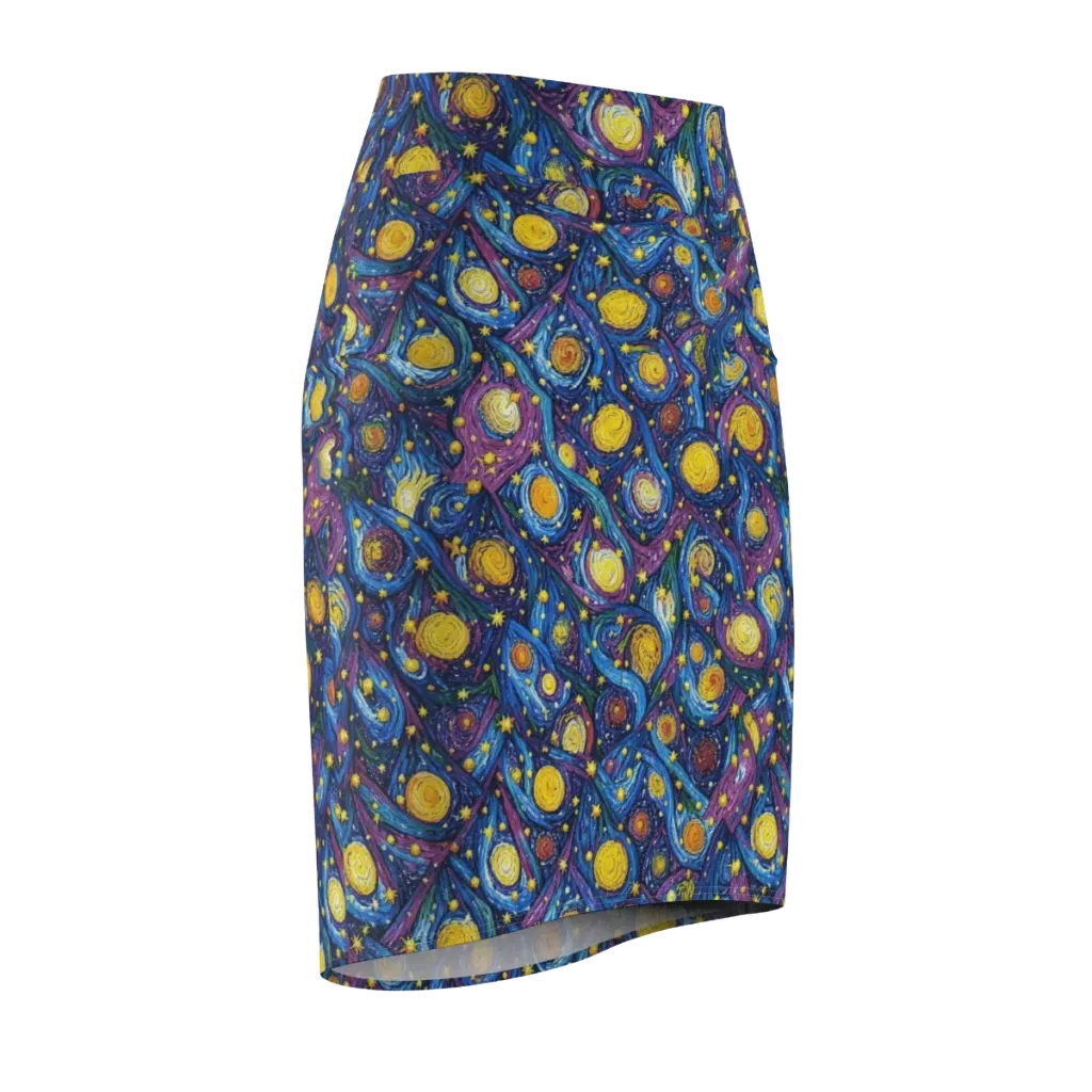 Cosmic Whirlpool on Pencil Skirt — Front Side