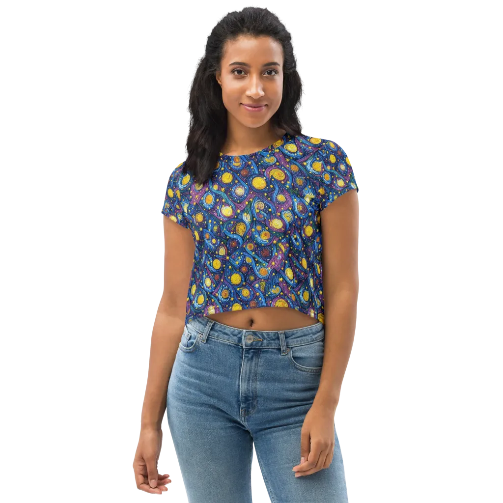 Cosmic Whirlpool on Crop Tee — Front