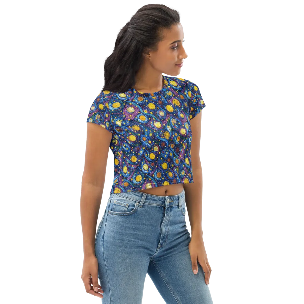 Cosmic Whirlpool on Crop Tee — Right Front