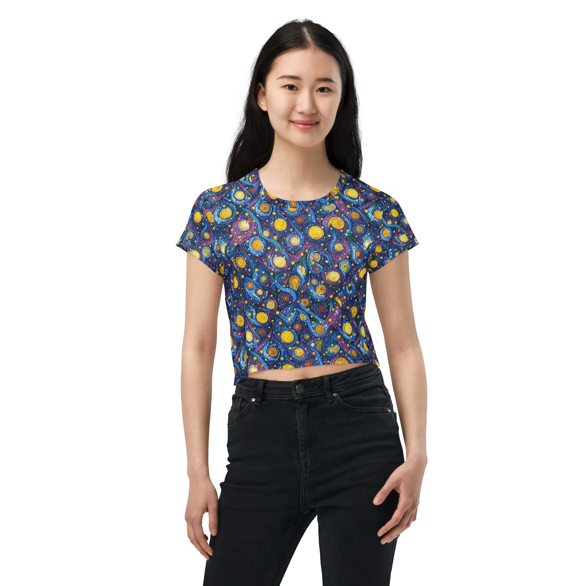 Cosmic Whirlpool on Crop Tee — Front