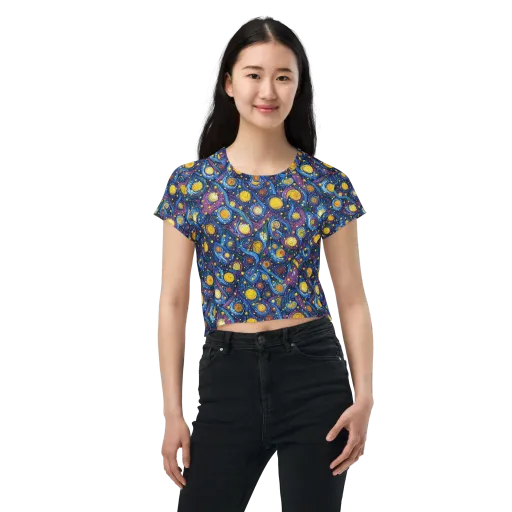 Cosmic Whirlpool on a Crop Tee