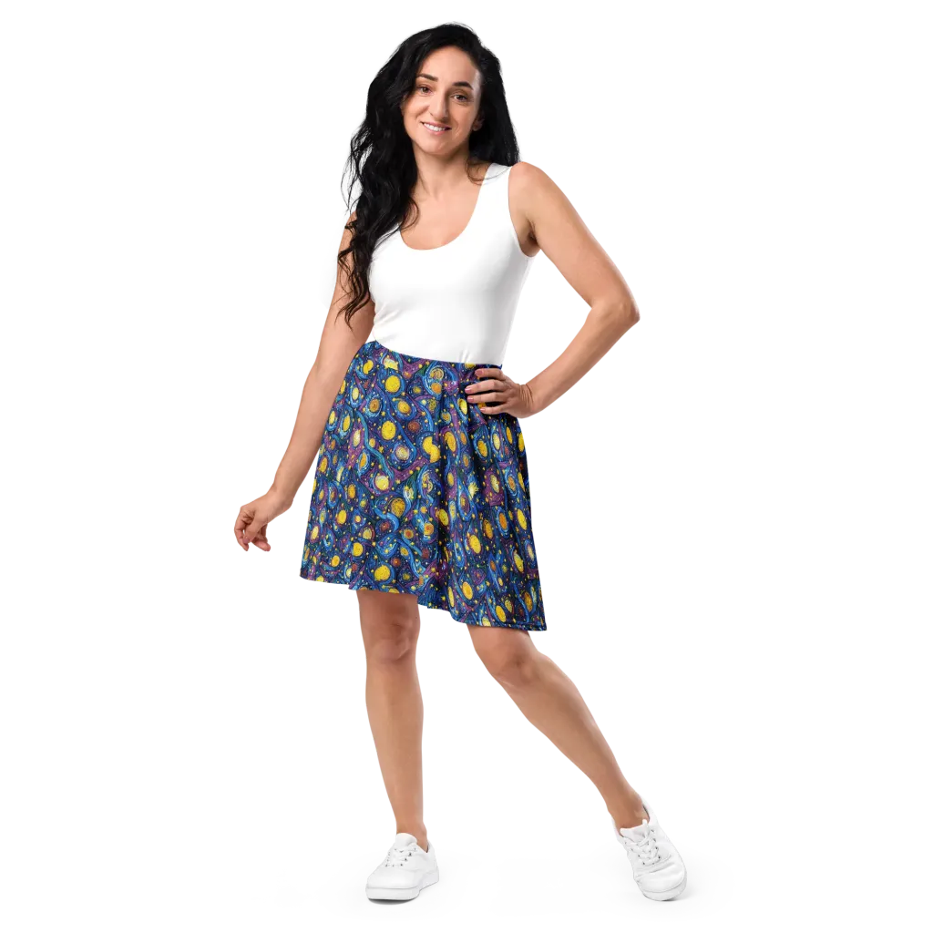 Cosmic Whirlpool on Skater Skirt — Front