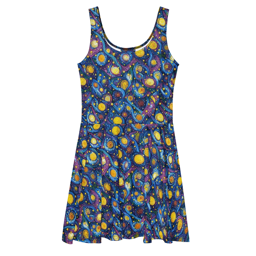 Cosmic Whirlpool on Skater Dress — Front