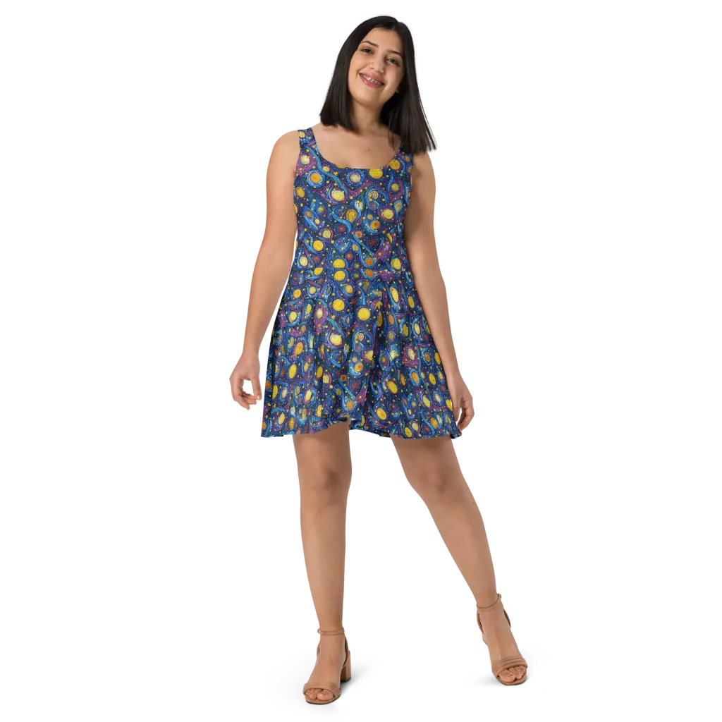 Cosmic Whirlpool on Skater Dress — Front