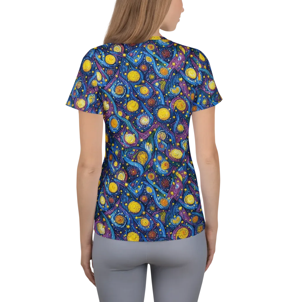 Cosmic Whirlpool on Women's Athletic T-Shirt — Back