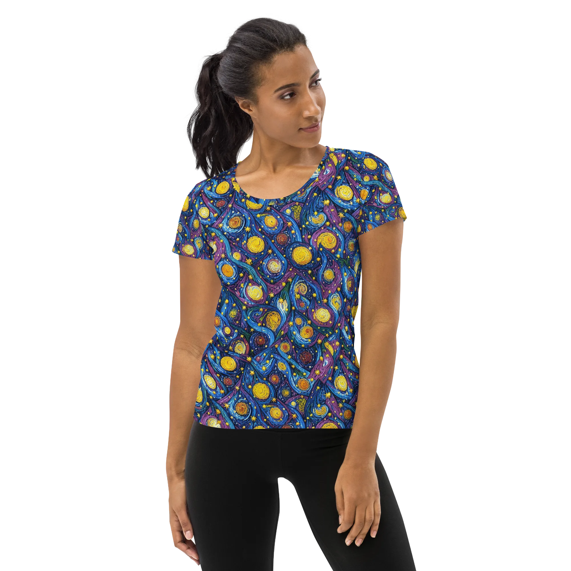 Cosmic Whirlpool on Women's Athletic T-Shirt — Front