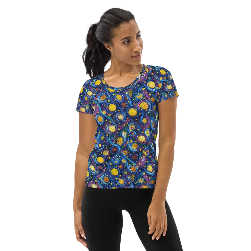 Cosmic Whirlpool on Women's Athletic T-Shirt — Front