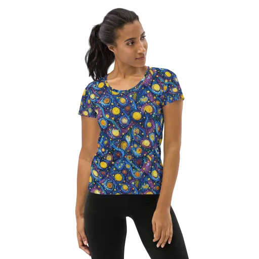 Cosmic Whirlpool on a Women's Athletic T-Shirt