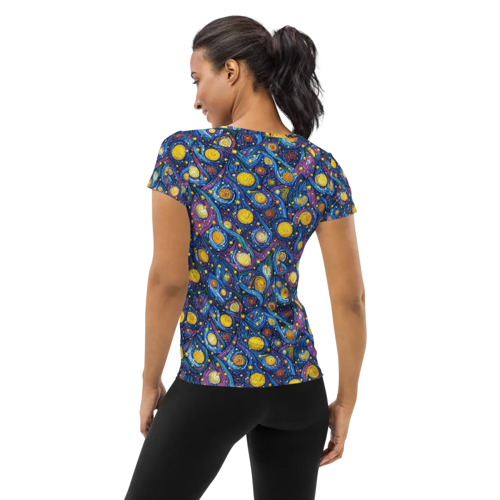 Cosmic Whirlpool on Women's Athletic T-Shirt — Back