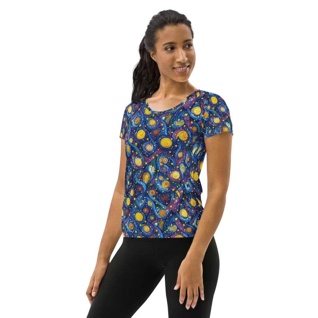 Cosmic Whirlpool on Women's Athletic T-Shirt — Left