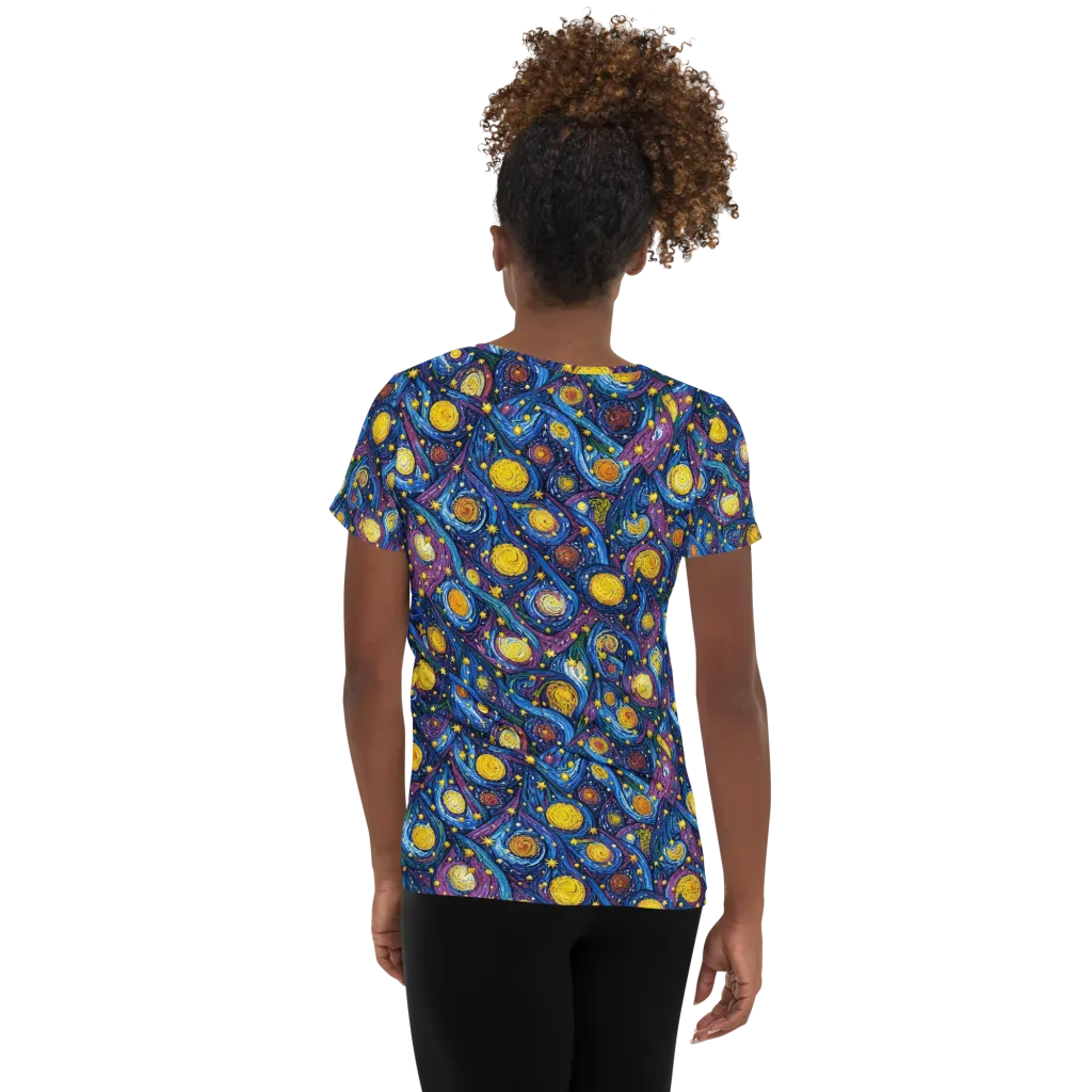 Cosmic Whirlpool on Women's Athletic T-Shirt — Back