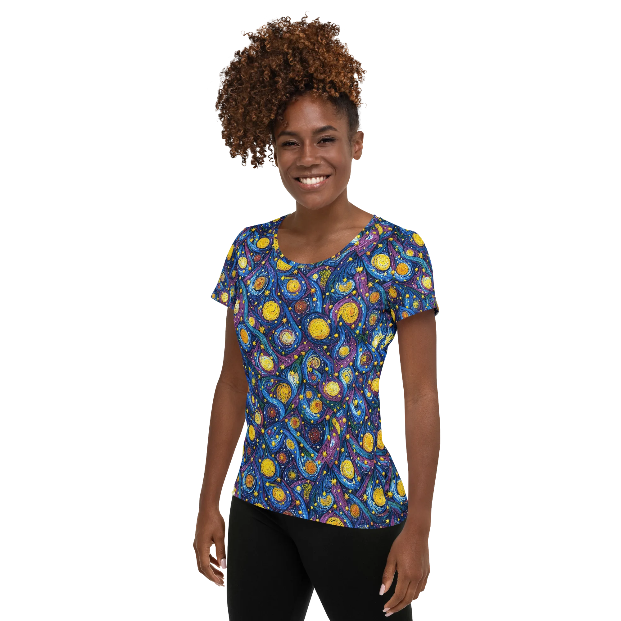 Cosmic Whirlpool on Women's Athletic T-Shirt — Left