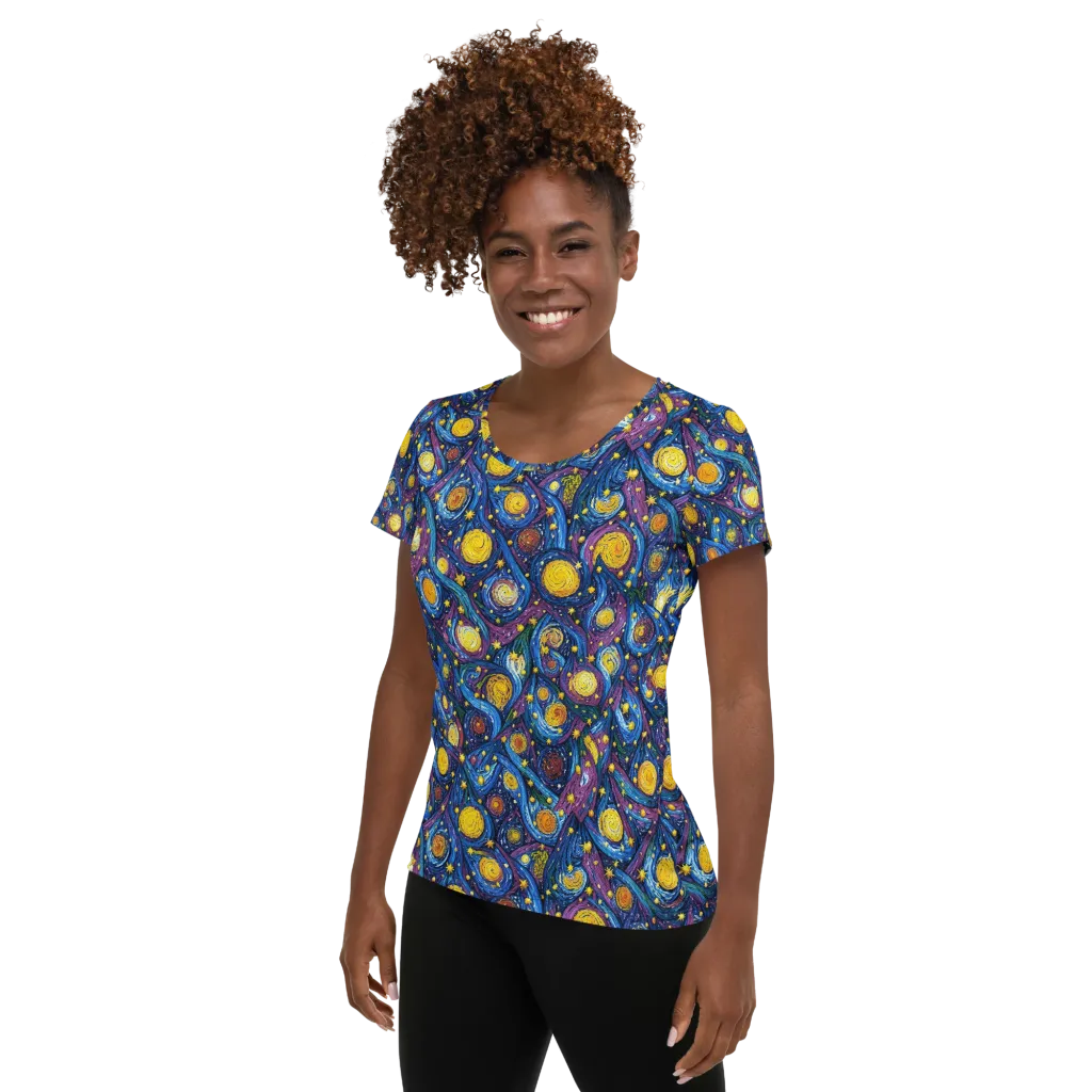Cosmic Whirlpool on Women's Athletic T-Shirt — Left