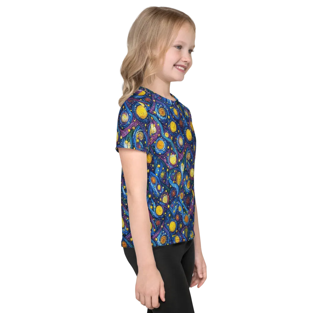 Cosmic Whirlpool on Kids Crew Neck T-Shirt — Right