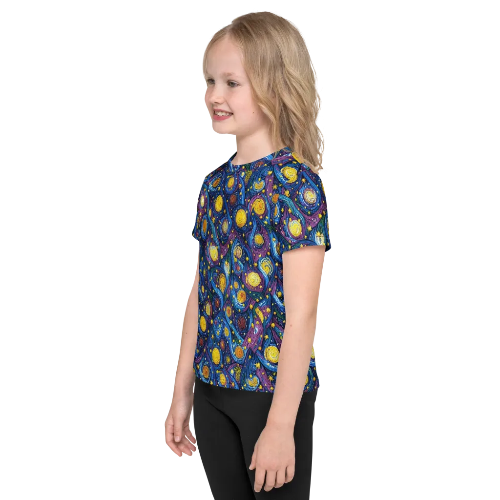 Cosmic Whirlpool on Kids Crew Neck T-Shirt — Left
