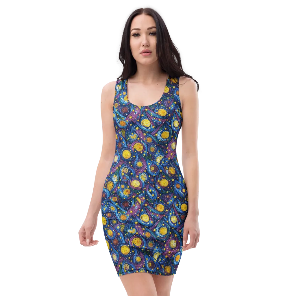 Cosmic Whirlpool on Bodycon Dress — Front