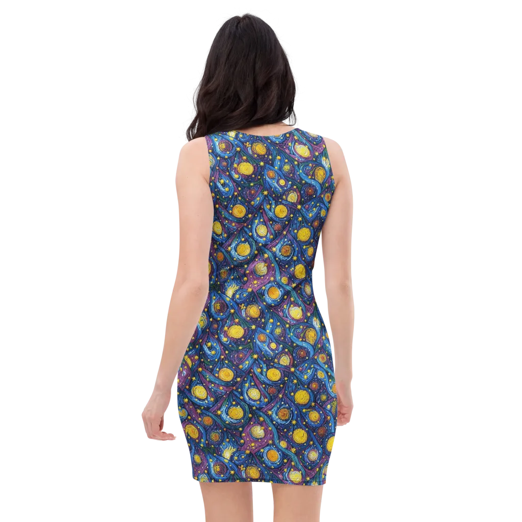 Cosmic Whirlpool on Bodycon Dress — Back