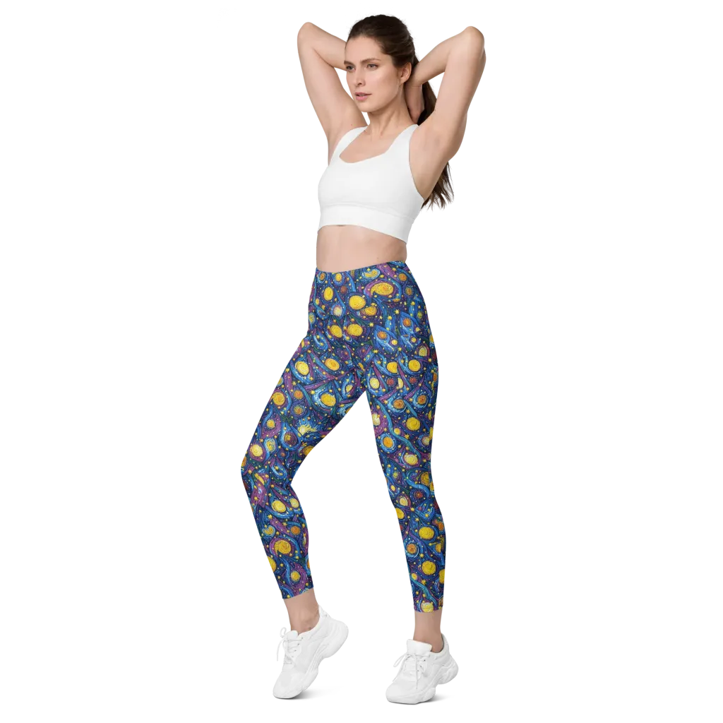 Cosmic Whirlpool on Leggings with Pockets — Left Front