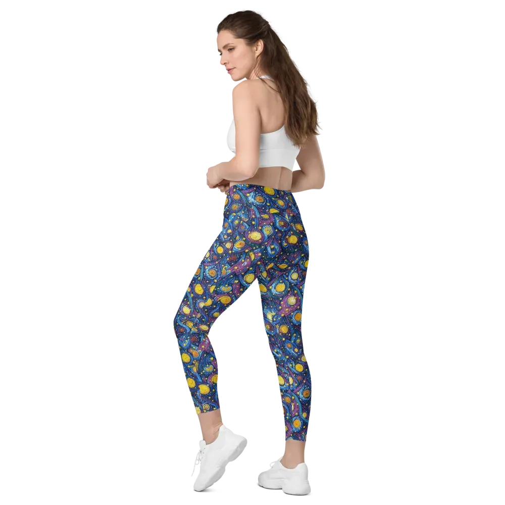 Cosmic Whirlpool on Leggings with Pockets — Left Back