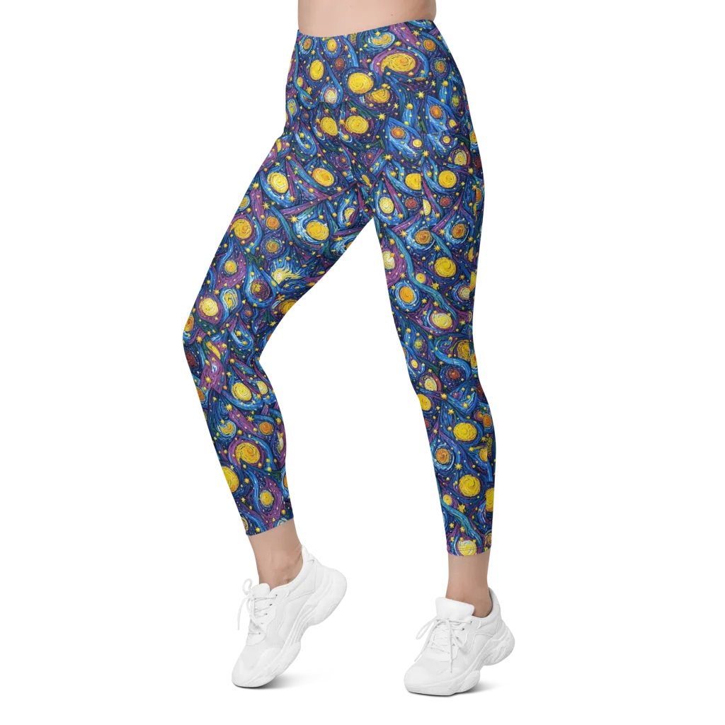 Cosmic Whirlpool on Leggings with Pockets — Left Front