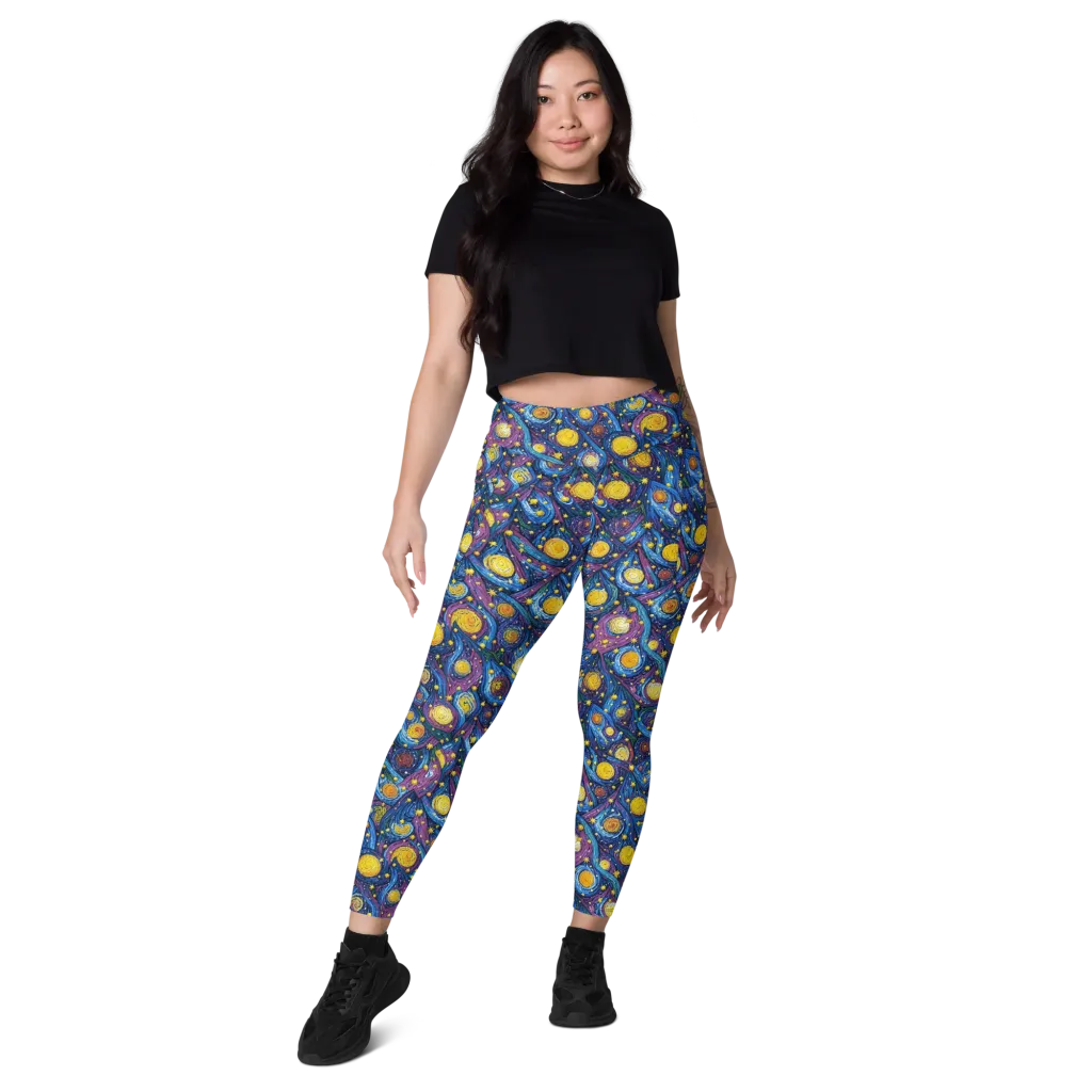 Cosmic Whirlpool on Leggings with Pockets — Front