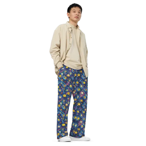 Cosmic Whirlpool on a Wide-Leg Pants