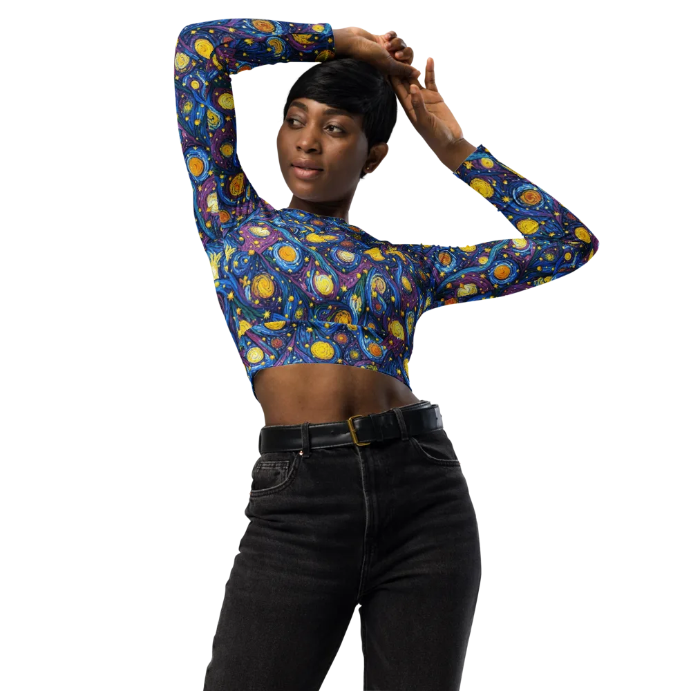 Cosmic Whirlpool on Long Sleeve Crop Top — Front