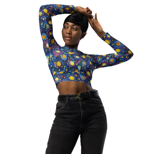 Cosmic Whirlpool on a Long Sleeve Crop Top