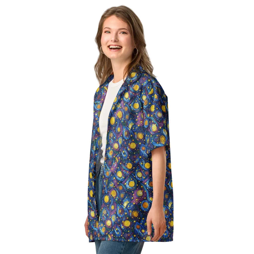 Cosmic Whirlpool on Button Shirt — Left Front
