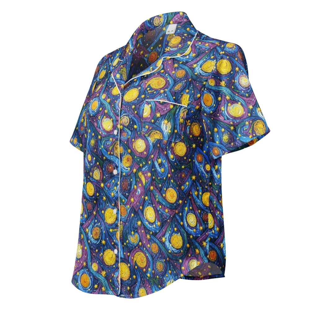 Cosmic Whirlpool on Women's Short Sleeve Pajama Top — Left Front