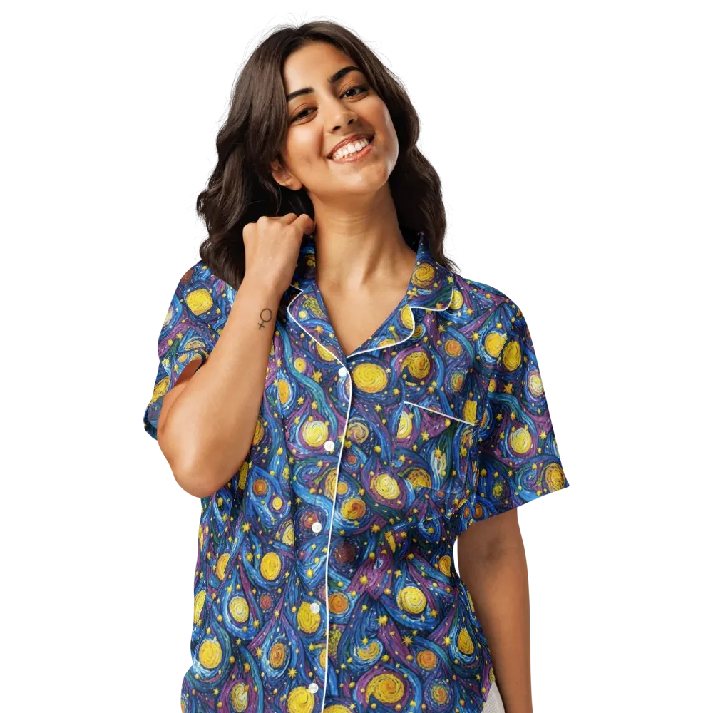 Cosmic Whirlpool on Women's Short Sleeve Pajama Top — Front