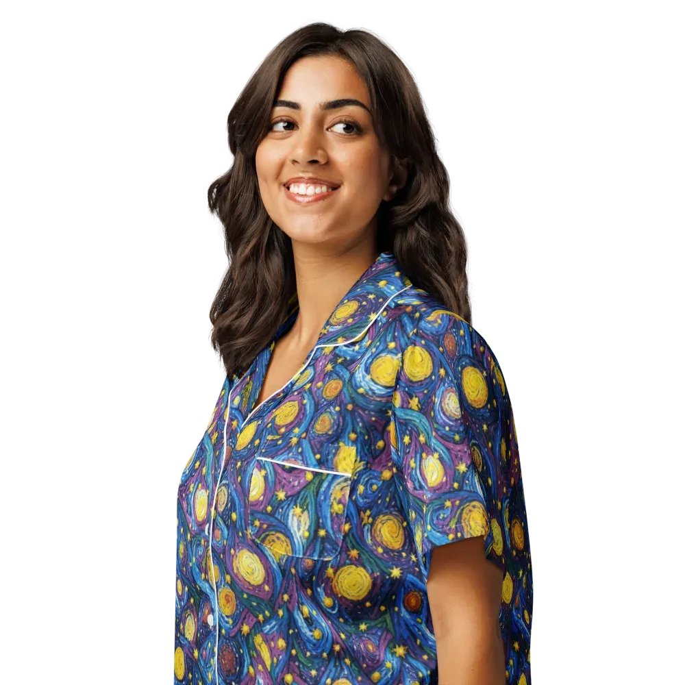 Cosmic Whirlpool on Women's Short Sleeve Pajama Top — Left Front