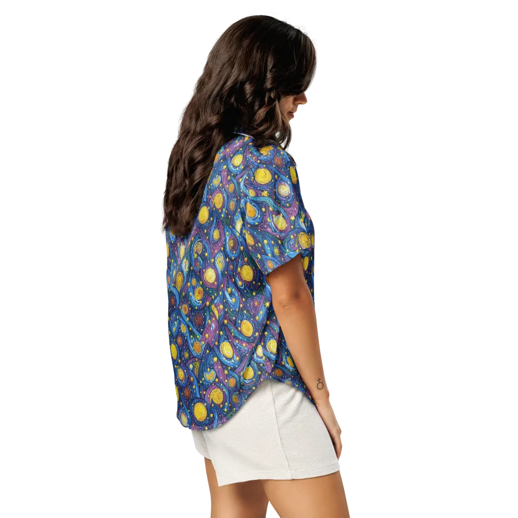 Cosmic Whirlpool on Women's Short Sleeve Pajama Top — Right Back