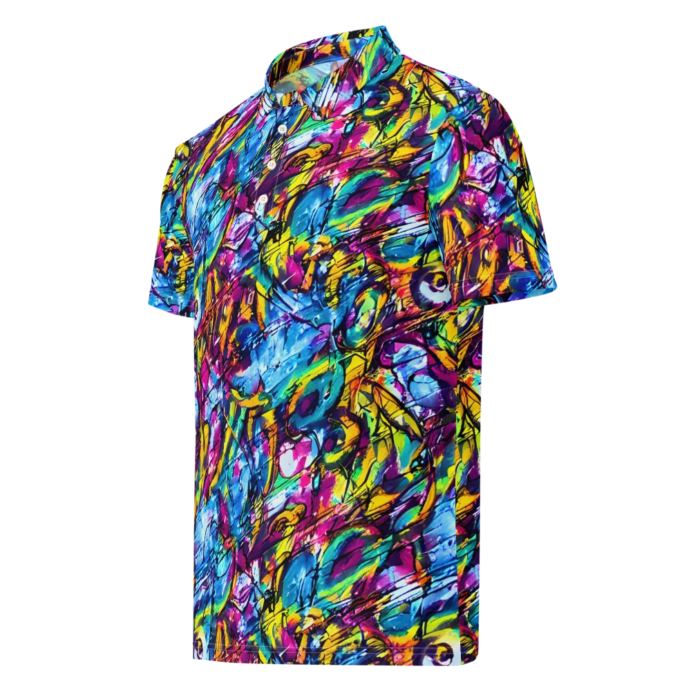 Fuchsia Voltage on Men's Slim Fit Polo Shirt — Left Front